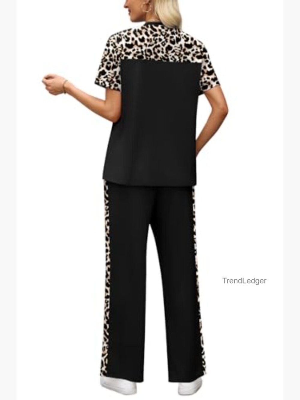 Two Piece Lounge Set Women Summer Matching Outfit Wide Leg Pants Set - Picture 6 of 7